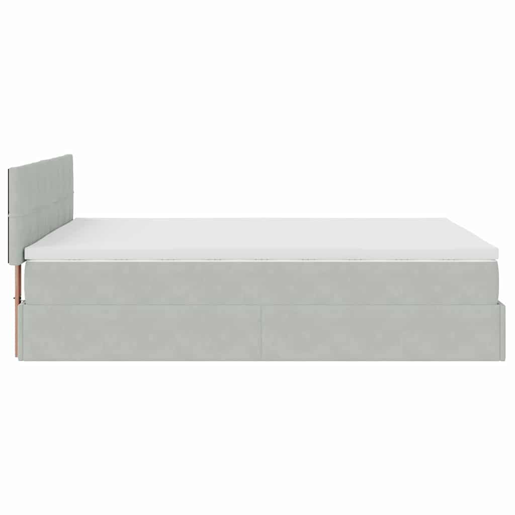 Ottoman-Bett mit Matratze Hellgrau 140x200 cm Samt