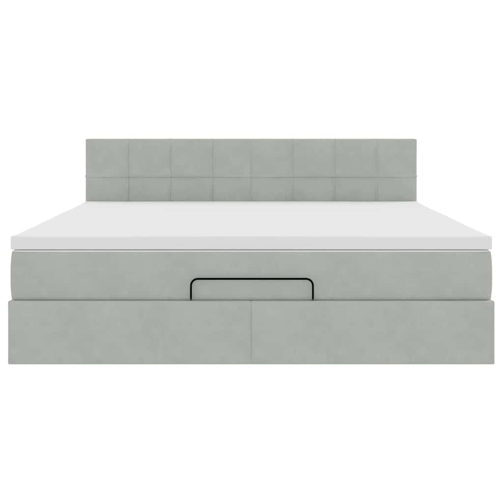 Ottoman-Bett mit Matratze Hellgrau 180x200 cm Samt