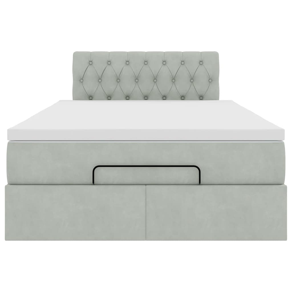 Lit ottoman avec matelas gris clair 120x200 cm velours