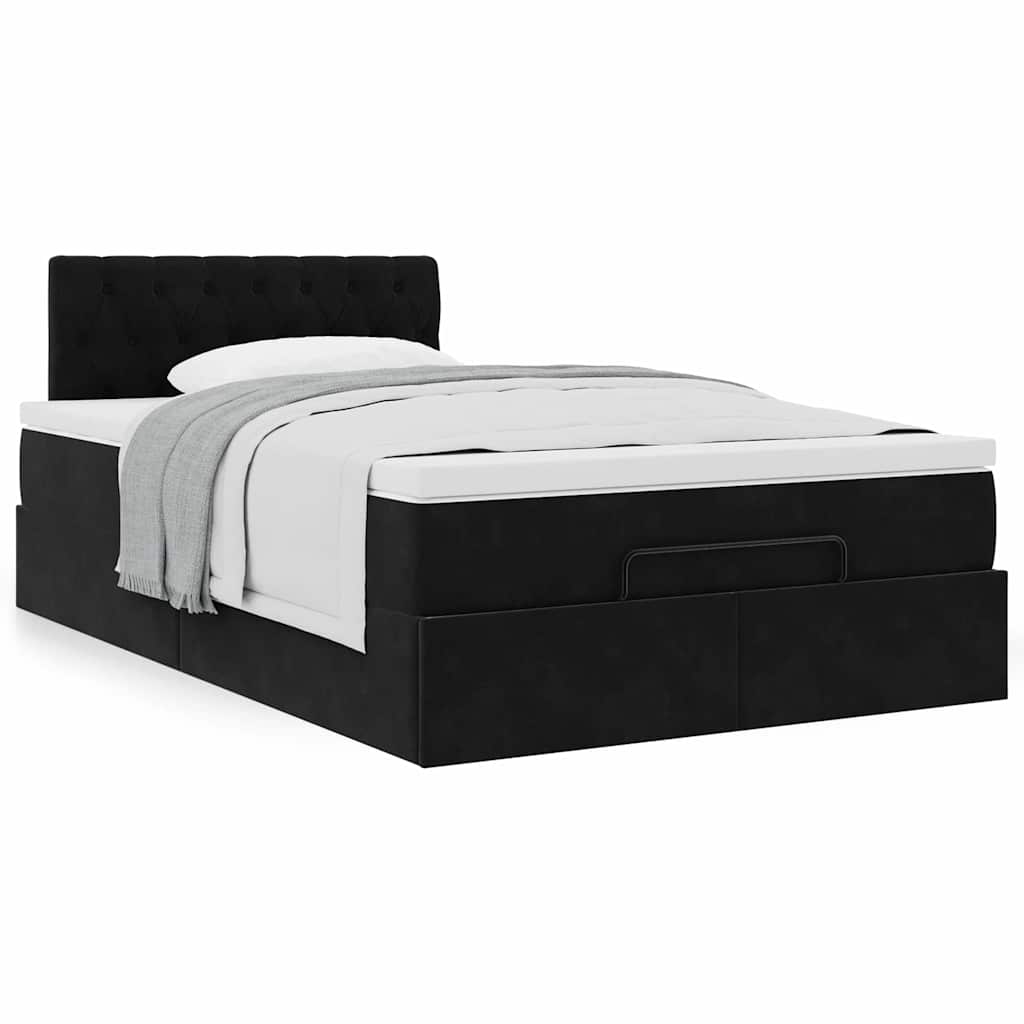 Ottoman-Bett mit Matratze Schwarz 120x200 cm Samt