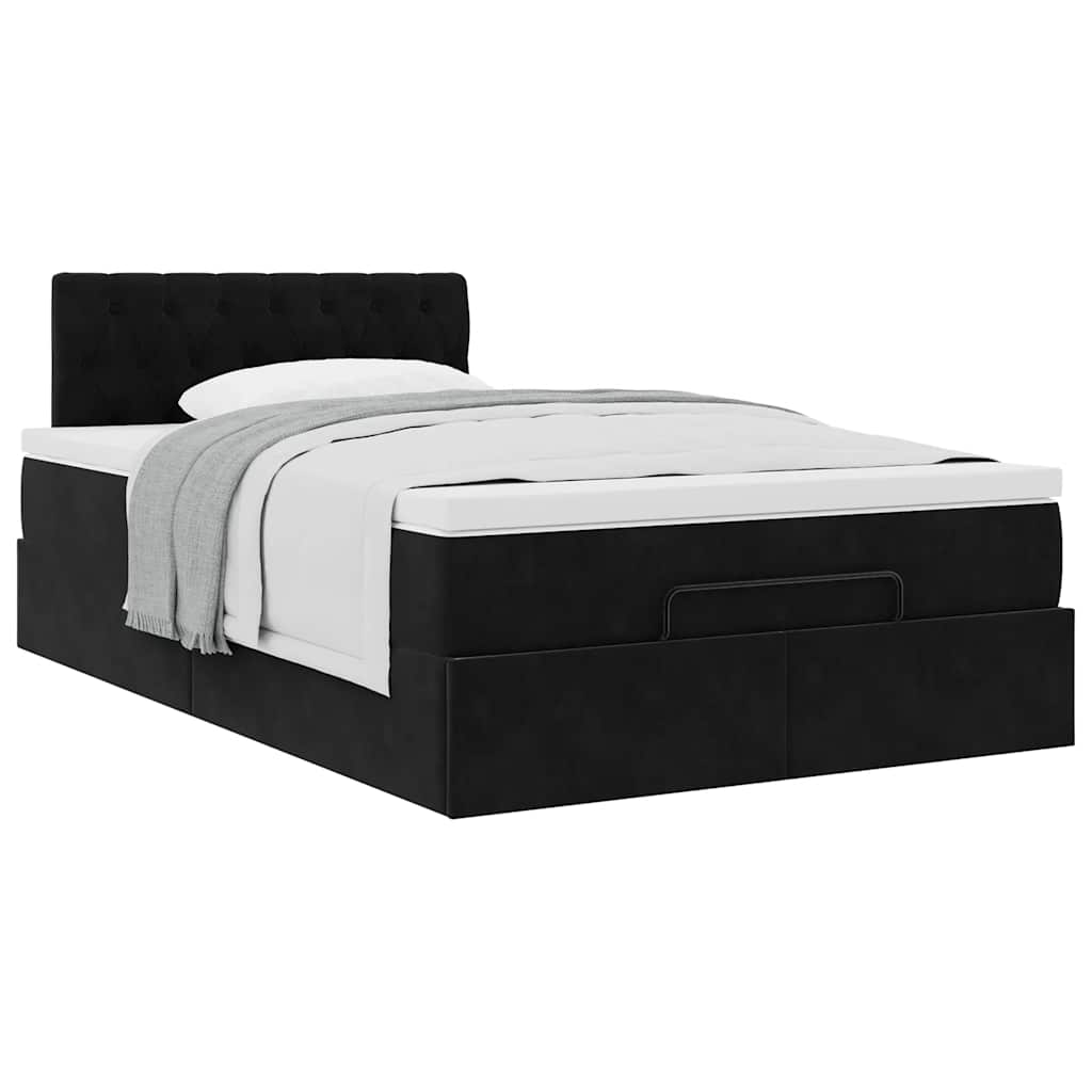 Ottoman-Bett mit Matratze Schwarz 120x200 cm Samt