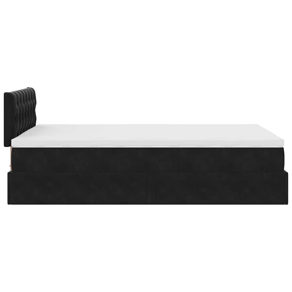Ottoman-Bett mit Matratze Schwarz 120x200 cm Samt