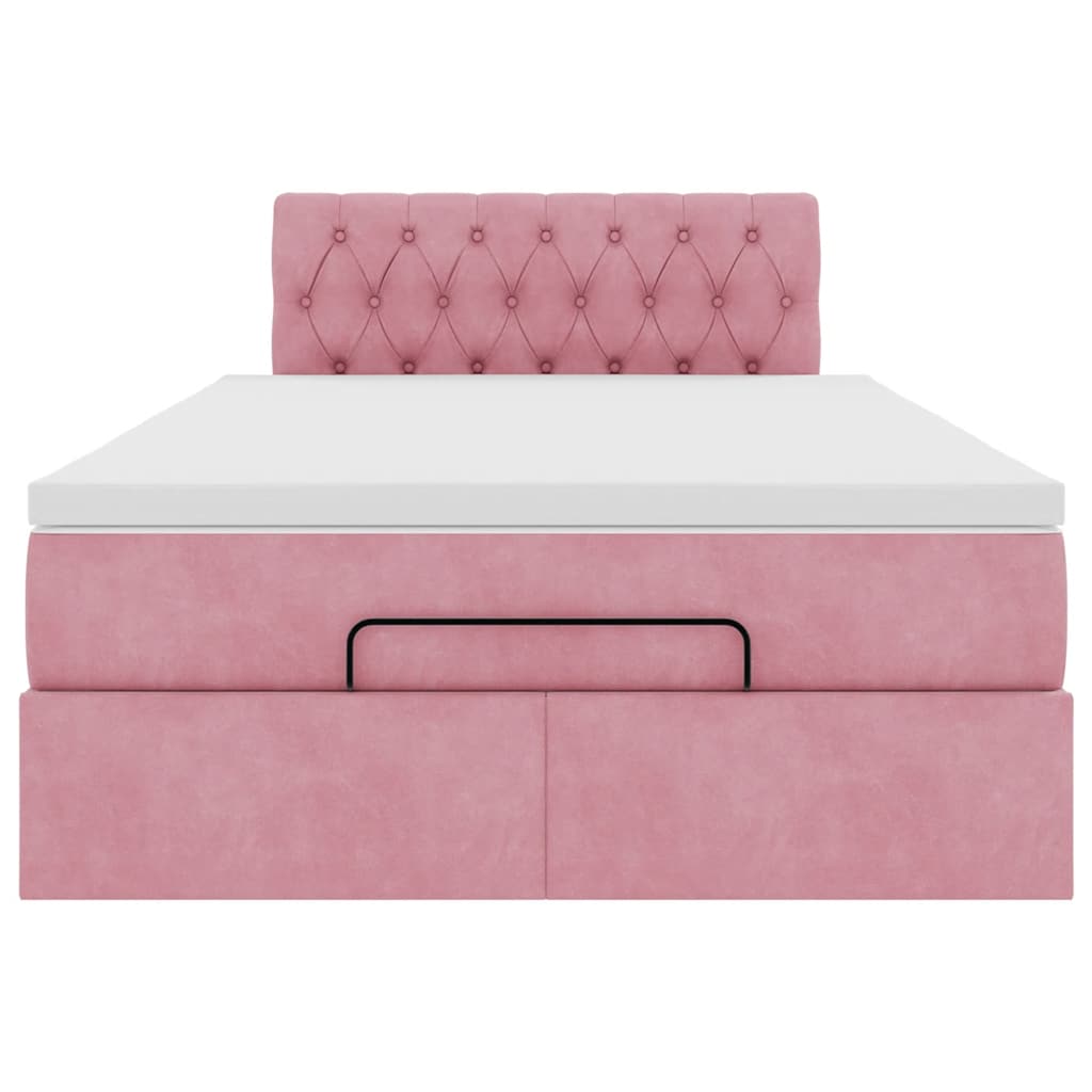 Ottoman-Bett mit Matratze Rosa 120x200 cm Samt