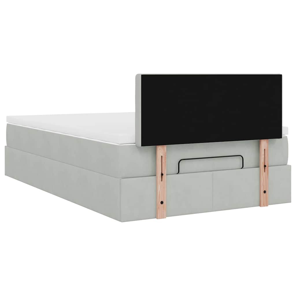 Lit ottoman avec matelas gris clair 120x200 cm velours