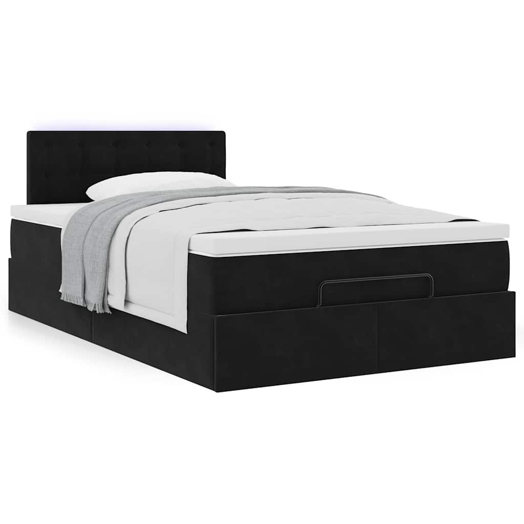 Ottoman-Bett mit Matratze Schwarz 120x200 cm Samt