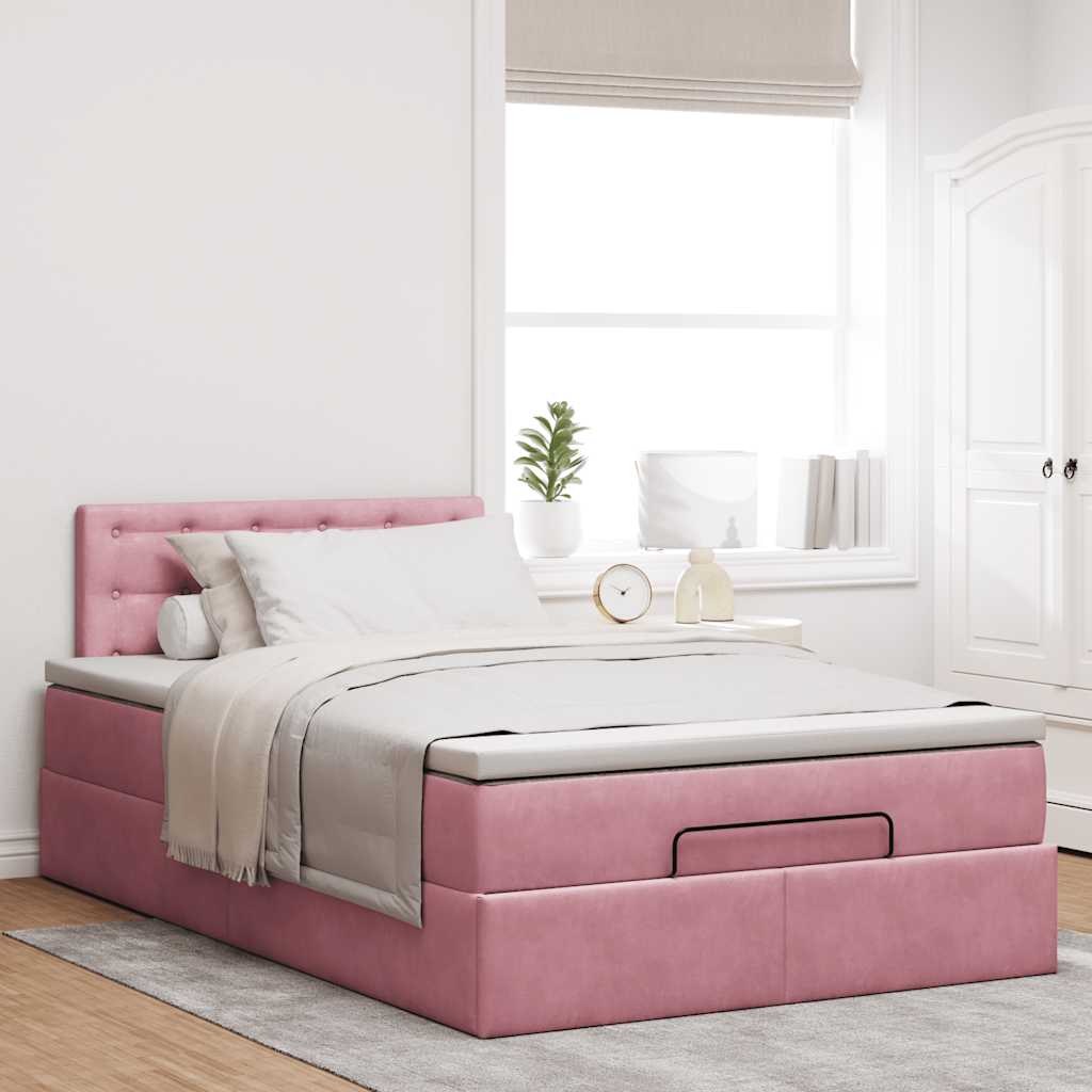 Ottoman-Bett mit Matratze Rosa 120x200 cm Samt