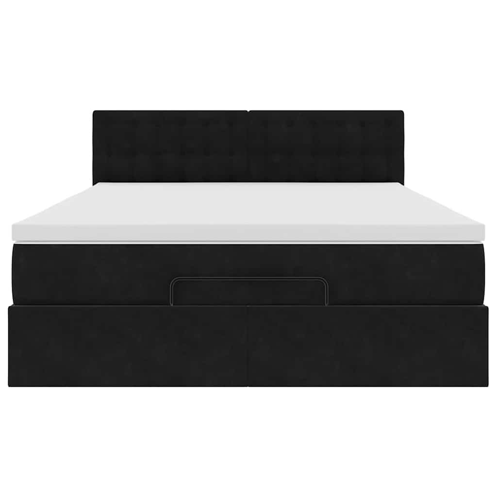 Ottoman-Bett mit Matratze Schwarz 140x190 cm Samt