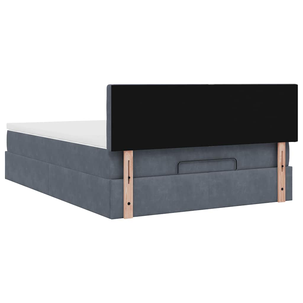 Lit ottoman avec matelas en velours gris foncé 140x200 cm