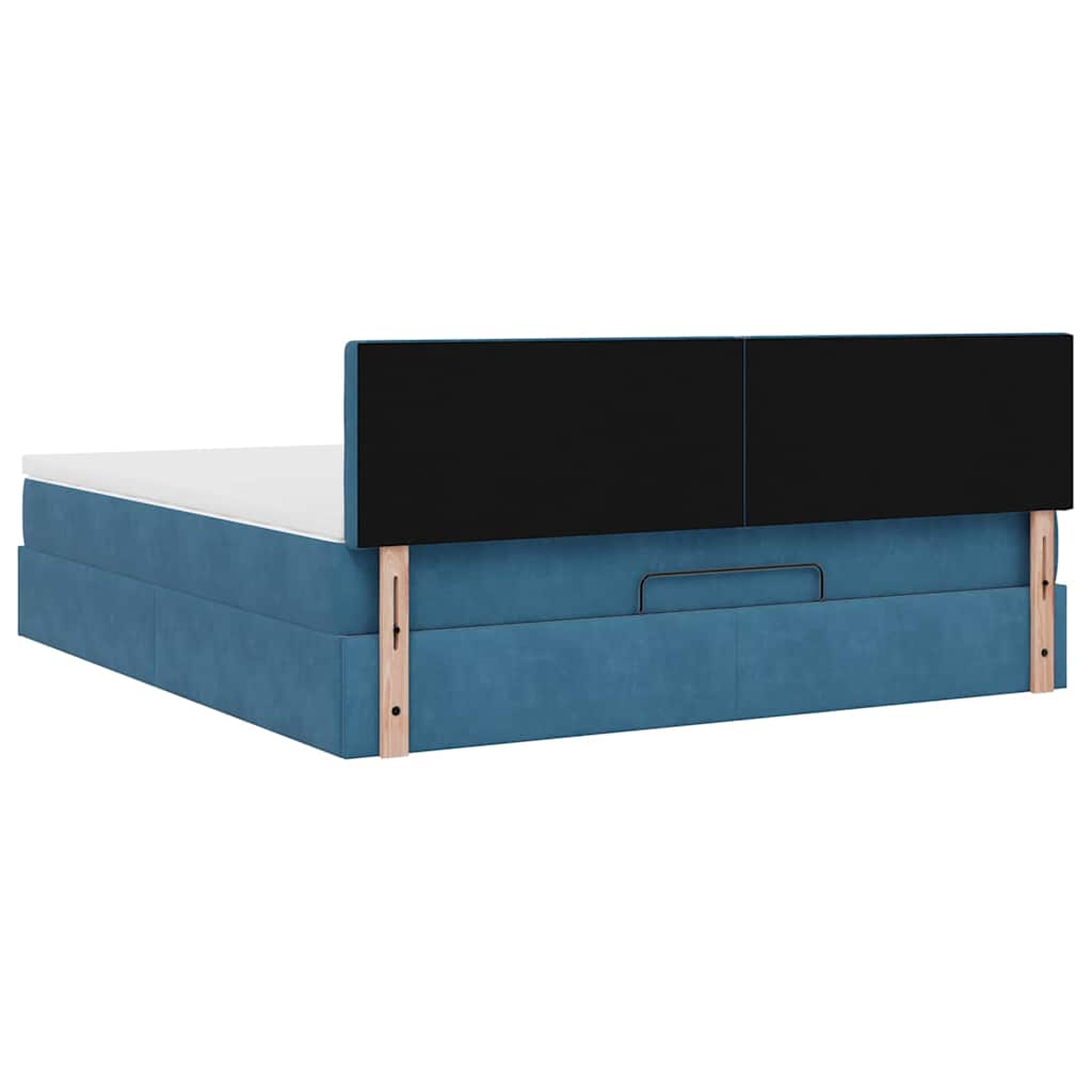 Ottoman bed with mattress dark blue 180x200 cm velvet