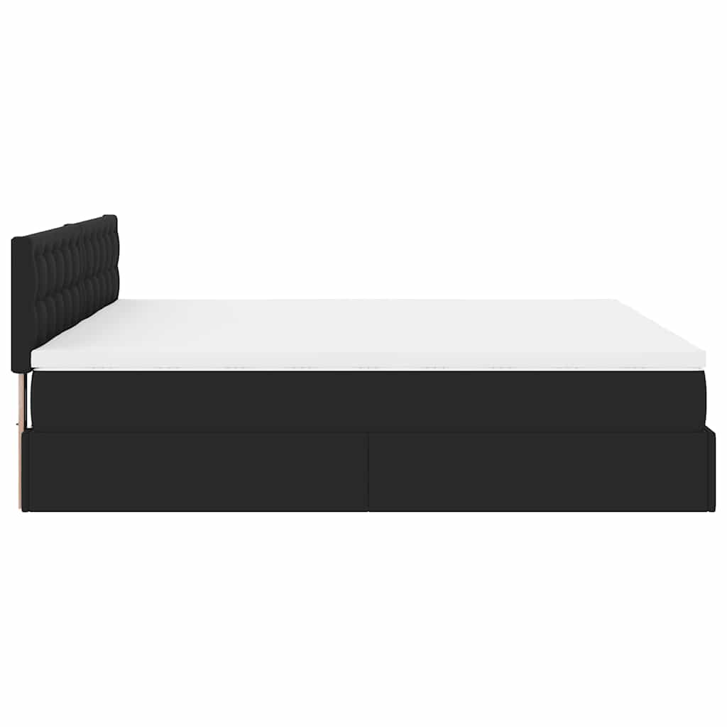 Ottoman bed with mattresses black 200x200 cm artificial leather