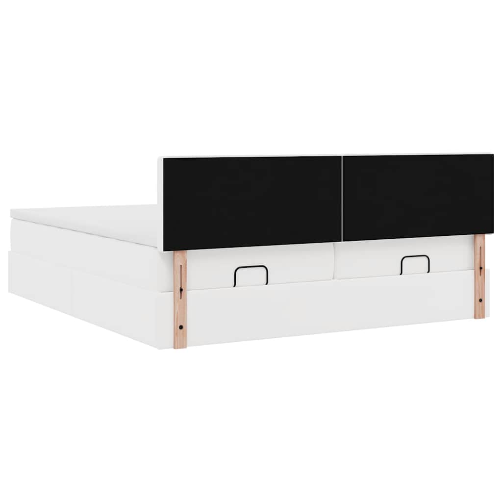 Ottoman-Bett mit Matratzen Weiß 200x200 cm Kunstleder