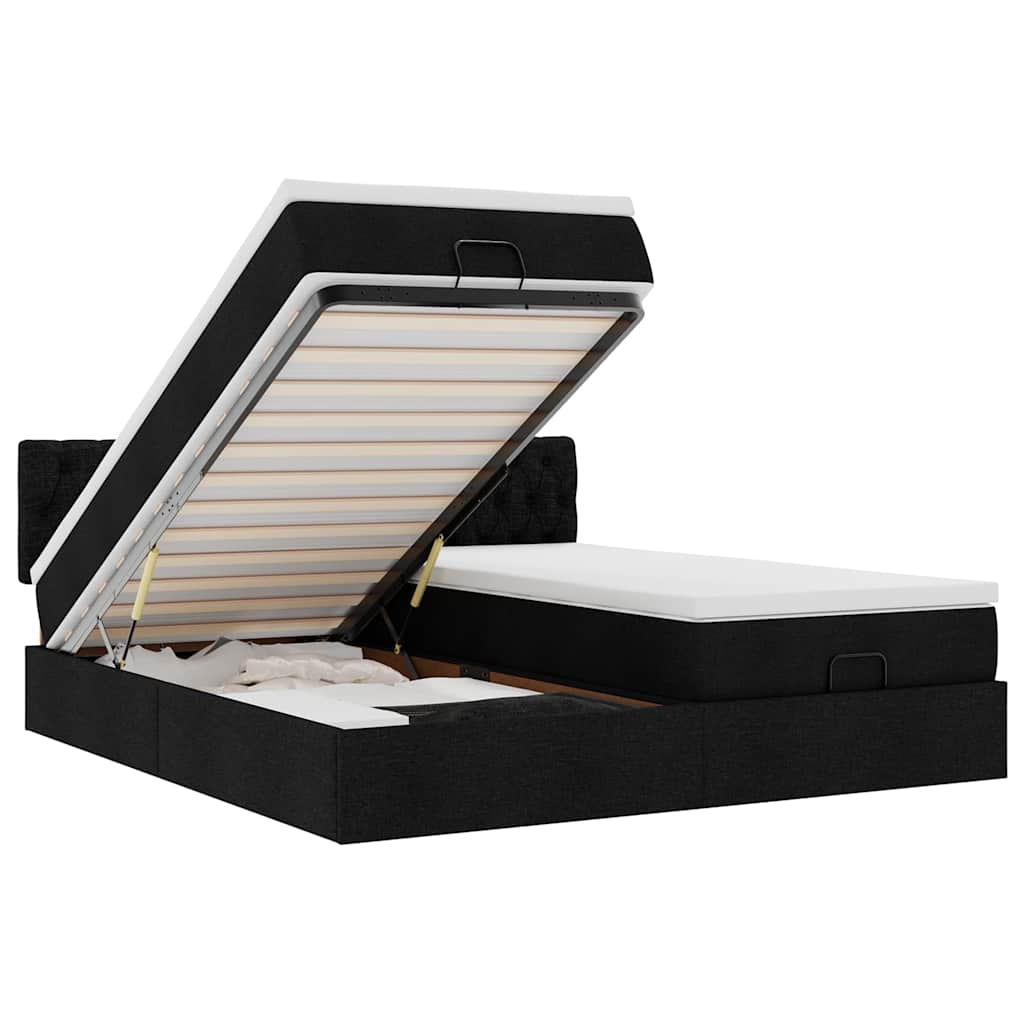 Ottoman bed with mattresses black 200x200 cm fabric