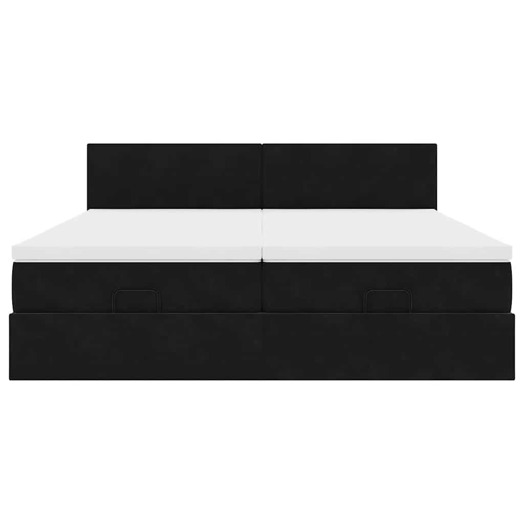 Ottoman-Bett mit Matratzen Schwarz 160x200 cm Samt