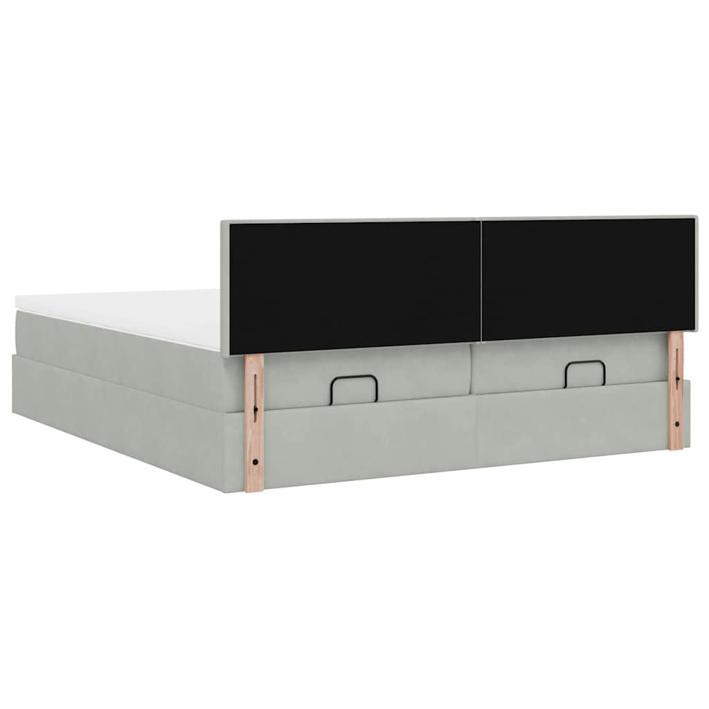 Ottoman-Bett mit Matratzen Hellgrau 200x200 cm Samt