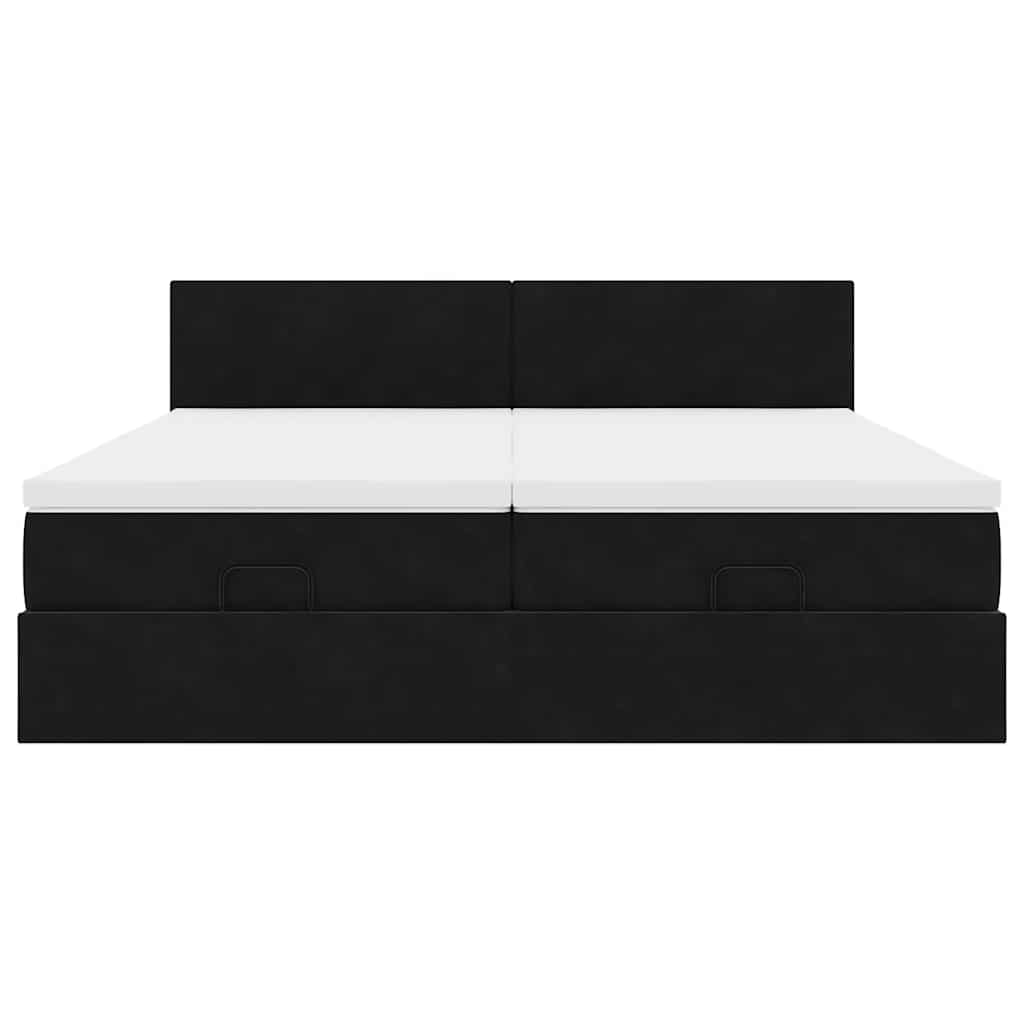 Ottoman-Bett mit Matratzen Schwarz 200x200 cm Samt