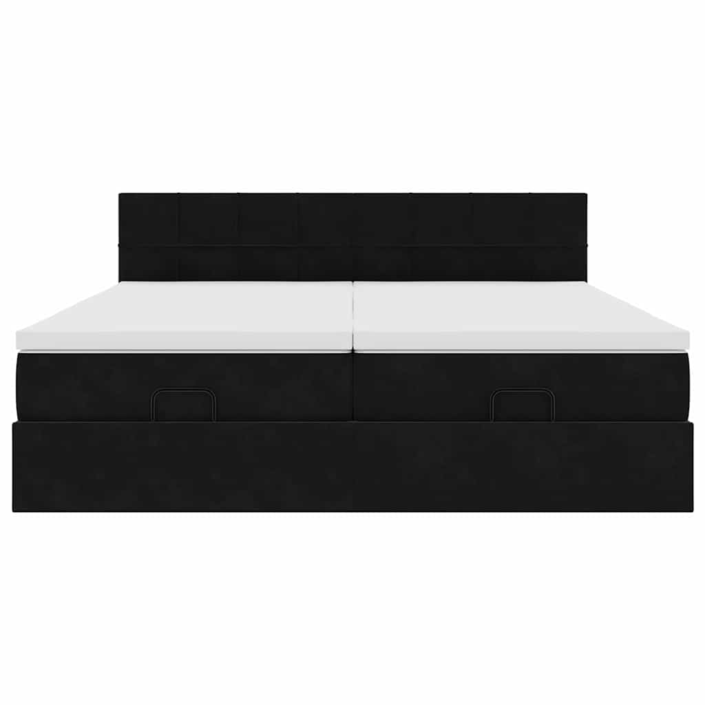 Ottoman-Bett mit Matratzen Schwarz 180x200 cm Samt