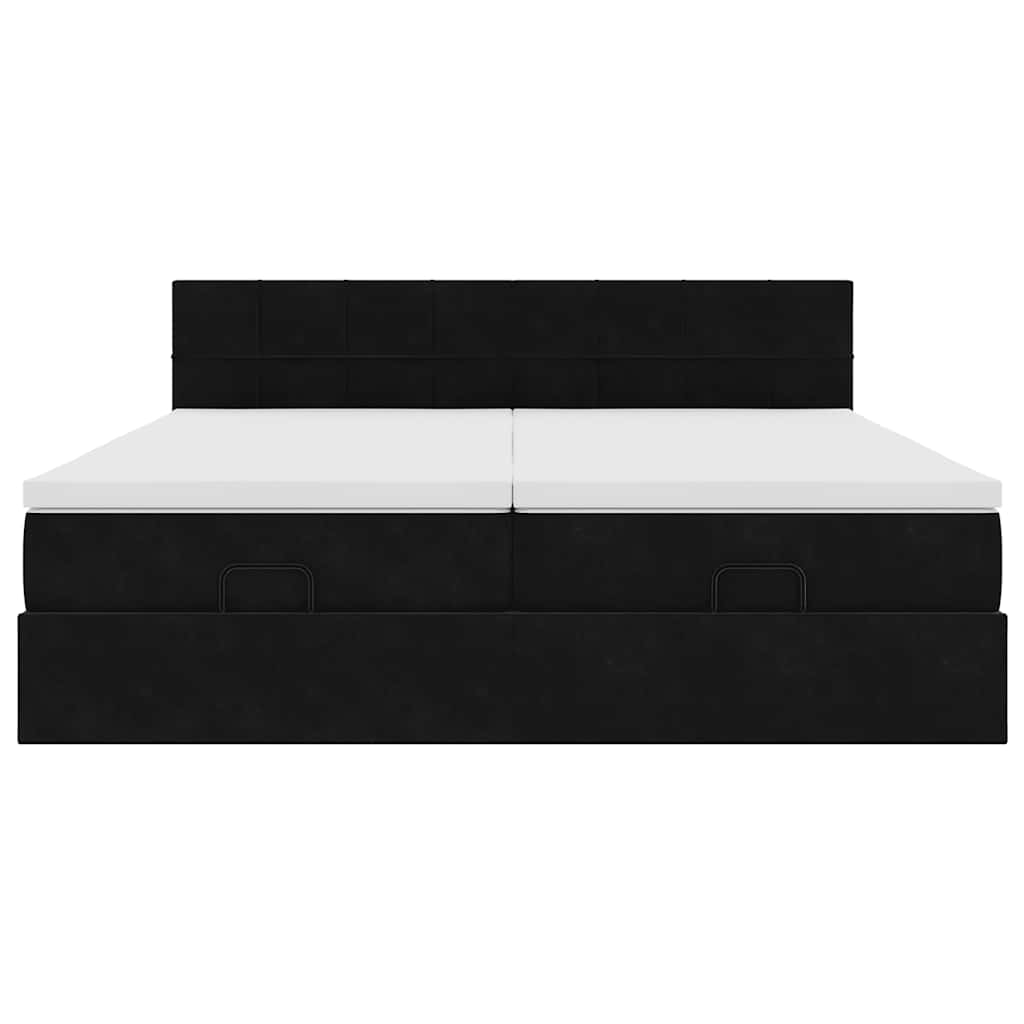 Ottoman-Bett mit Matratzen Schwarz 200x200 cm Samt