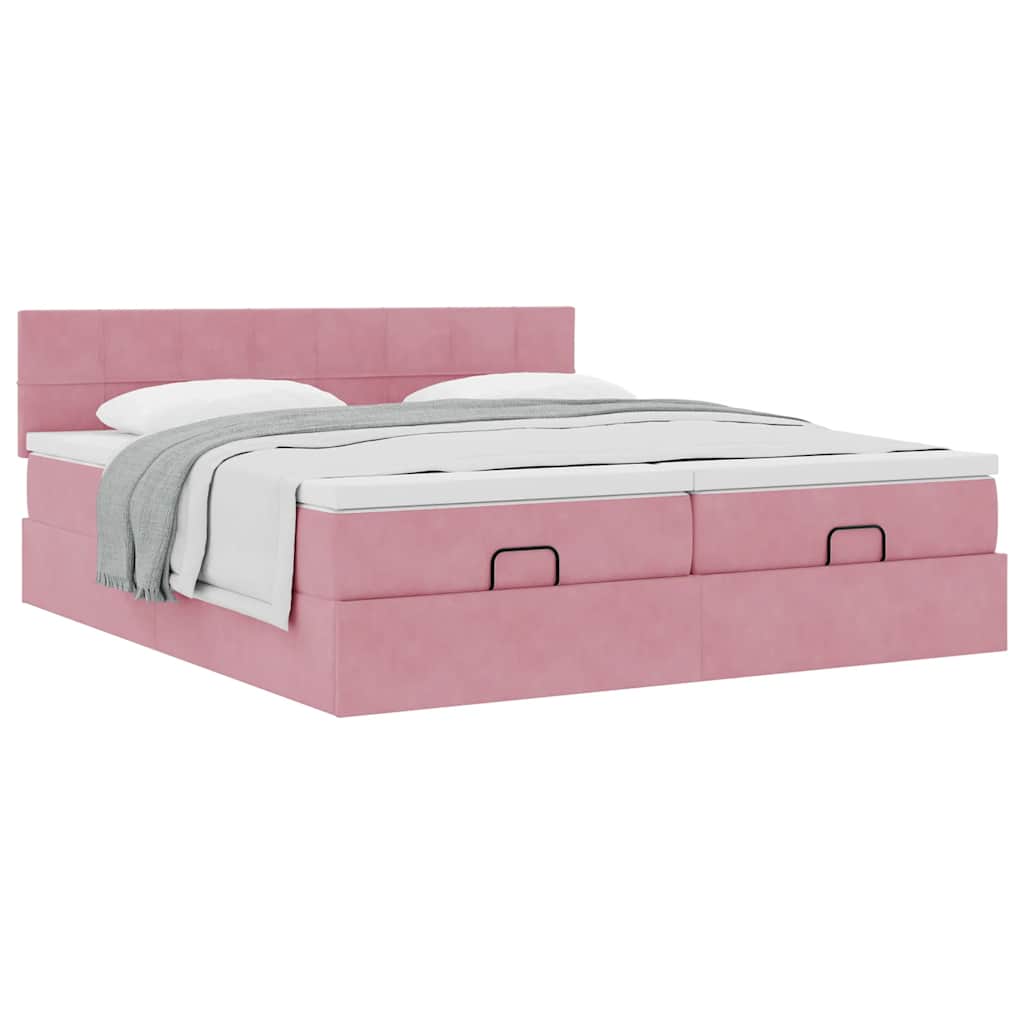 Ottoman-Bett mit Matratzen Rosa 200x200 cm Samt