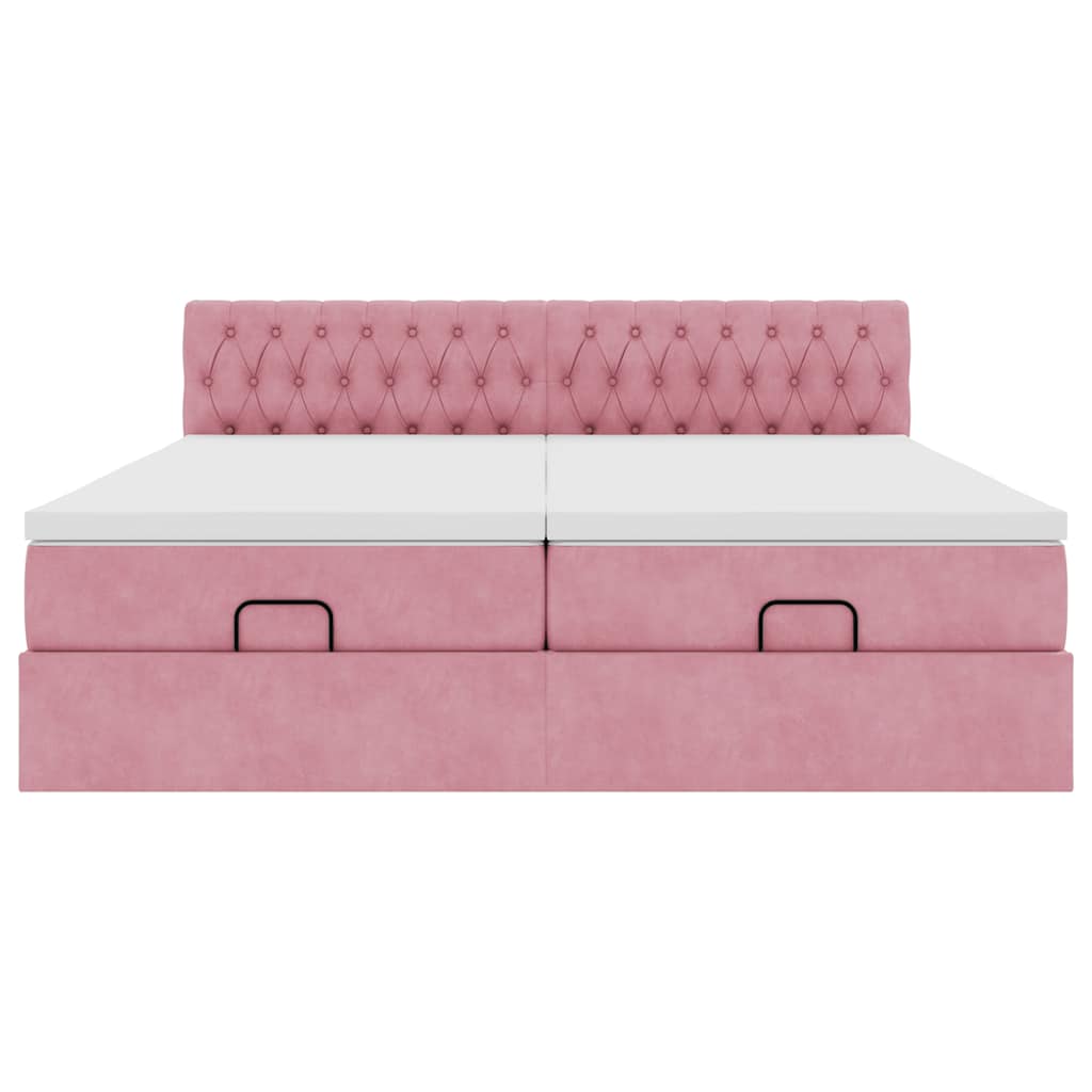 Ottoman-Bett mit Matratzen Rosa 200x200 cm Samt