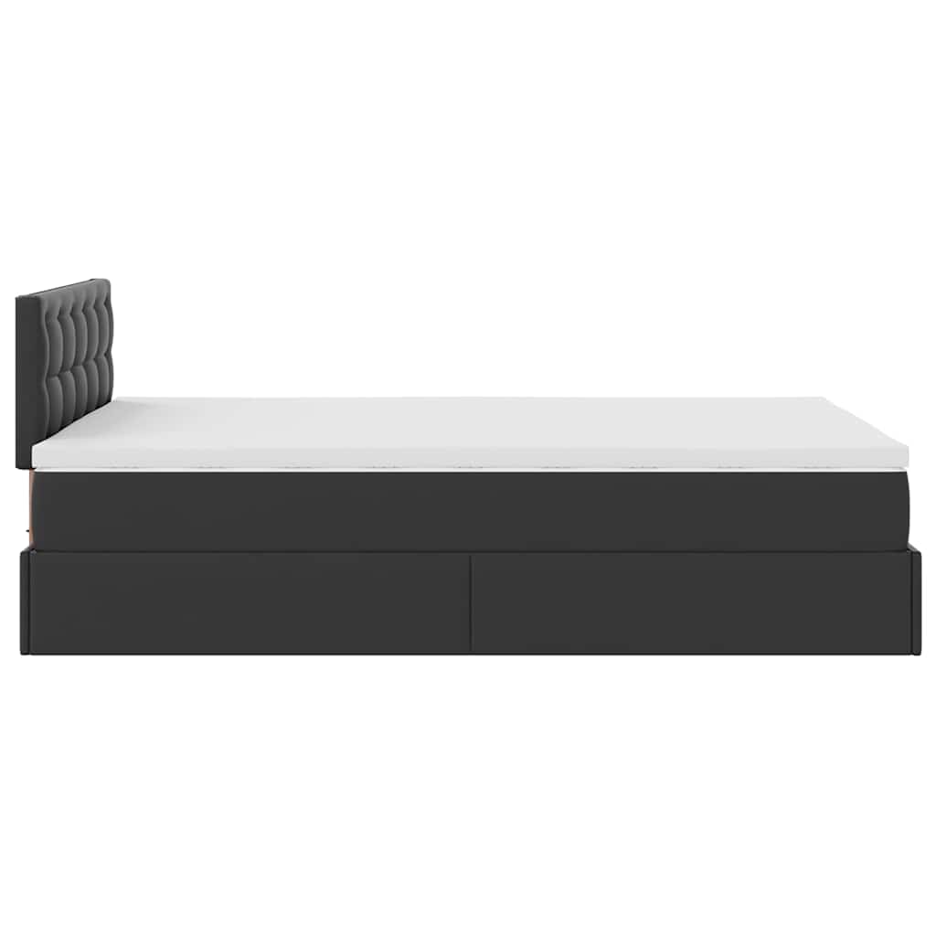 Ottoman-Bett mit Matratzen & LEDs Schwarz 120x190cm Kunstleder