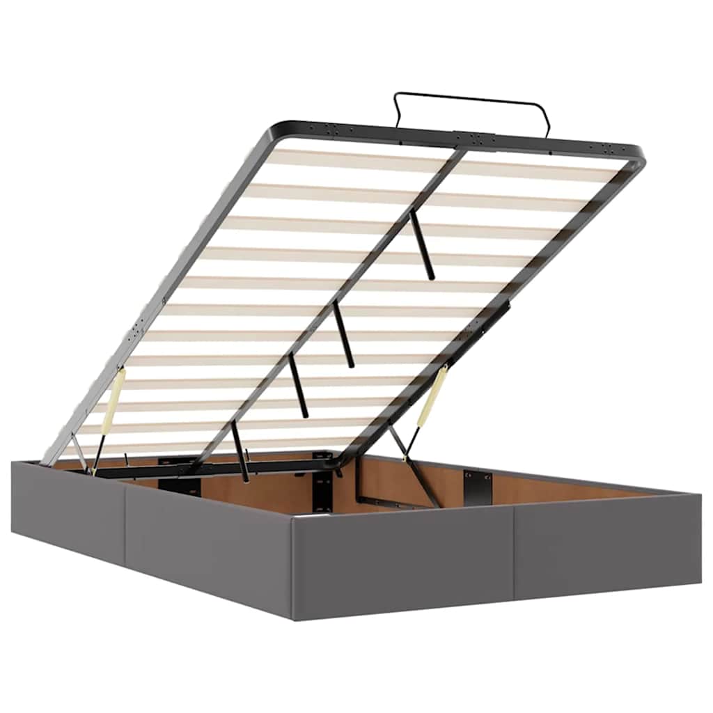 Ottoman-Bett mit Matratzen & LEDs Grau 120x190 cm Kunstleder