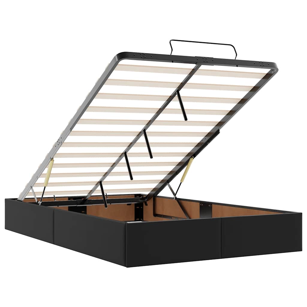 Ottoman-Bett mit Matratzen & LEDs Schwarz 120x200 cm Kunstleder