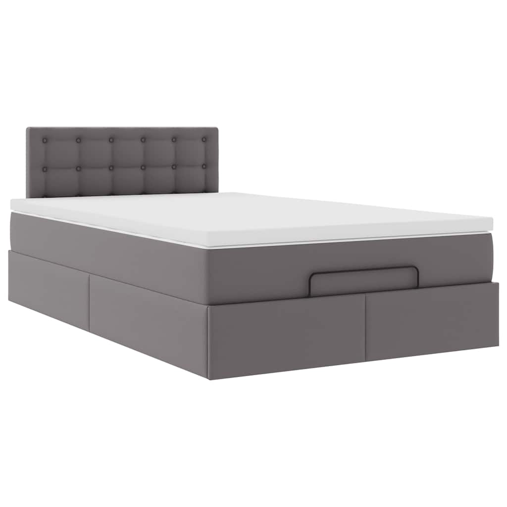 Ottoman-Bett mit Matratzen & LEDs Grau 120x200 cm Kunstleder