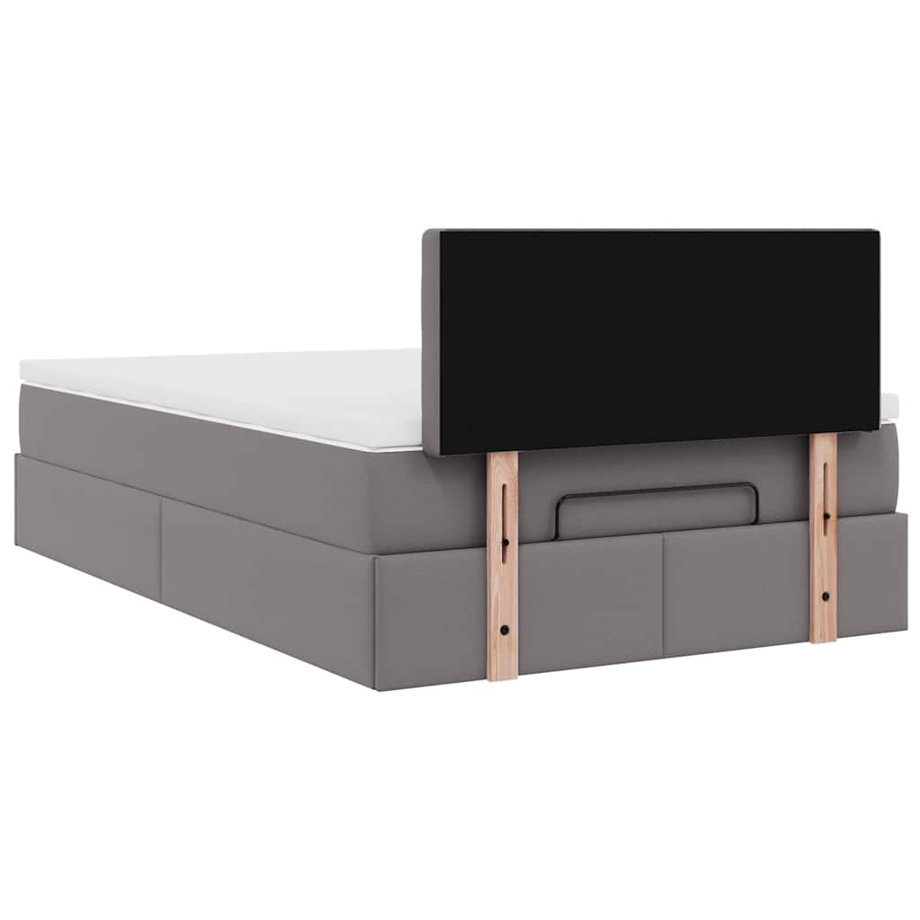 Ottoman-Bett mit Matratzen & LEDs Grau 120x200 cm Kunstleder