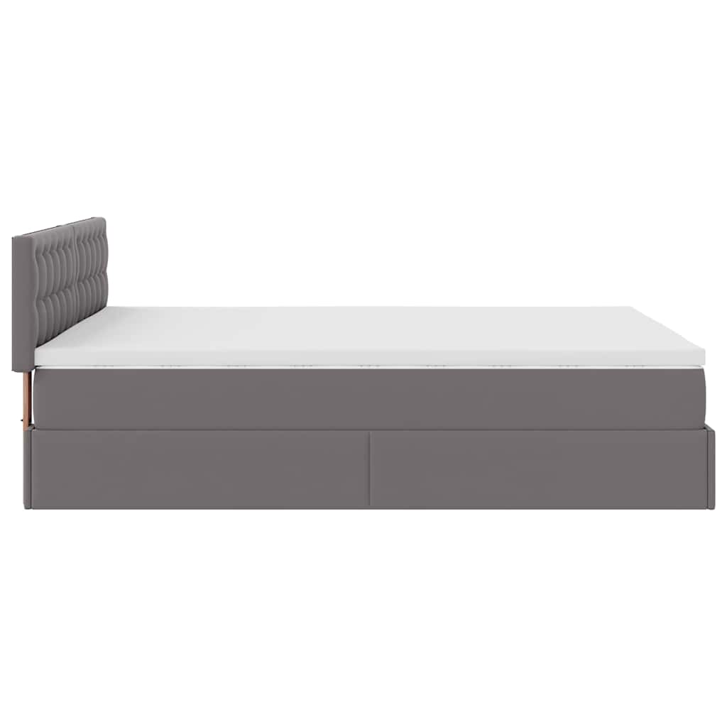 Ottoman-Bett mit Matratzen & LEDs Grau 140x190 cm Kunstleder