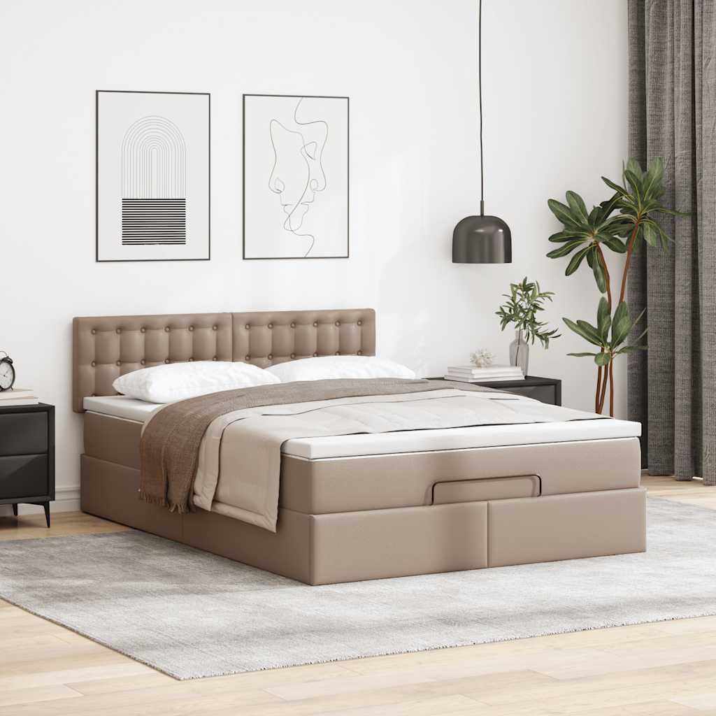 Ottoman-Bett mit Matratzen & LEDs Cappuccino-Braun 140x190cm