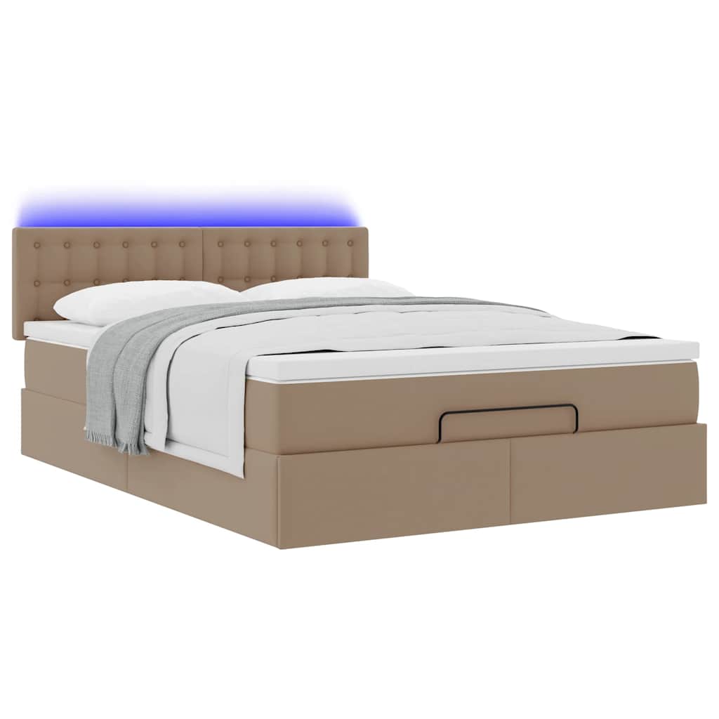 Ottoman-Bett mit Matratzen & LEDs Cappuccino-Braun 140x190cm