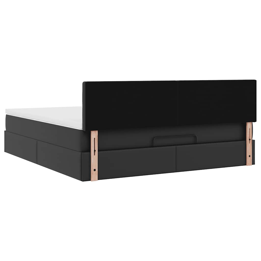 Ottoman-Bett mit Matratzen & LEDs Schwarz 160x200 cm Kunstleder