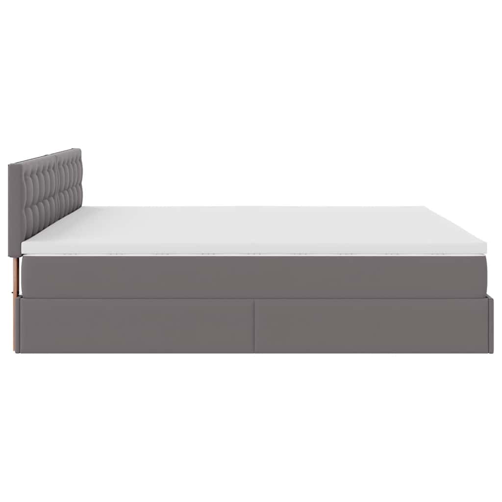 Ottoman-Bett mit Matratzen & LEDs Grau 180x200 cm Kunstleder