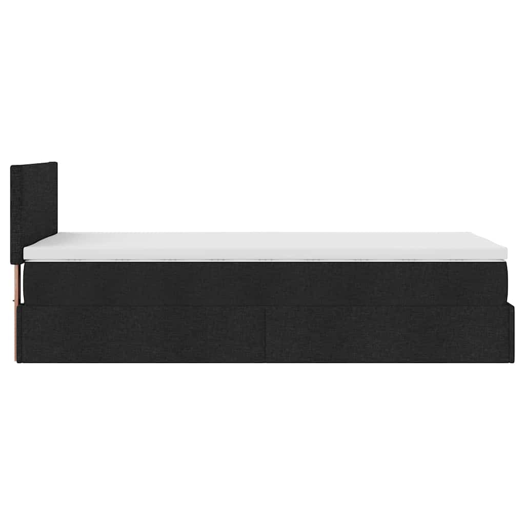 Ottoman-Bett mit Matratze & LEDs Schwarz 90x200 cm Stoff