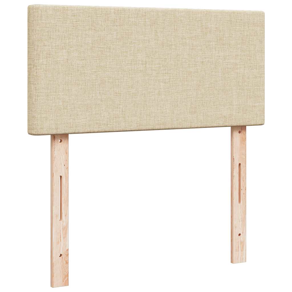 Ottomane Bett mit Matratze & LEDs Creme 90x200 cm Stoff