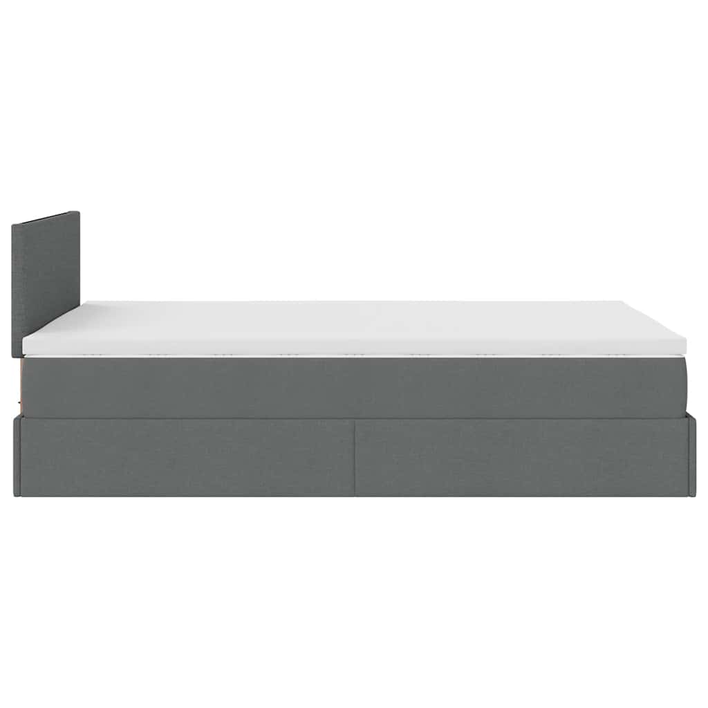 Ottomane Bett mit Matratze & LEDs Dunkelgrau 120x190 cm Stoff