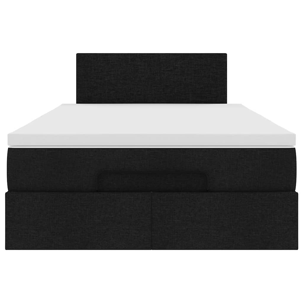 Ottomane Bett mit Matratze & LEDs Schwarz 120x190 cm Stoff