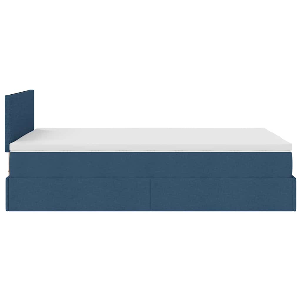 Ottomane Bett mit Matratze & LEDs Blau 120x200 cm Stoff