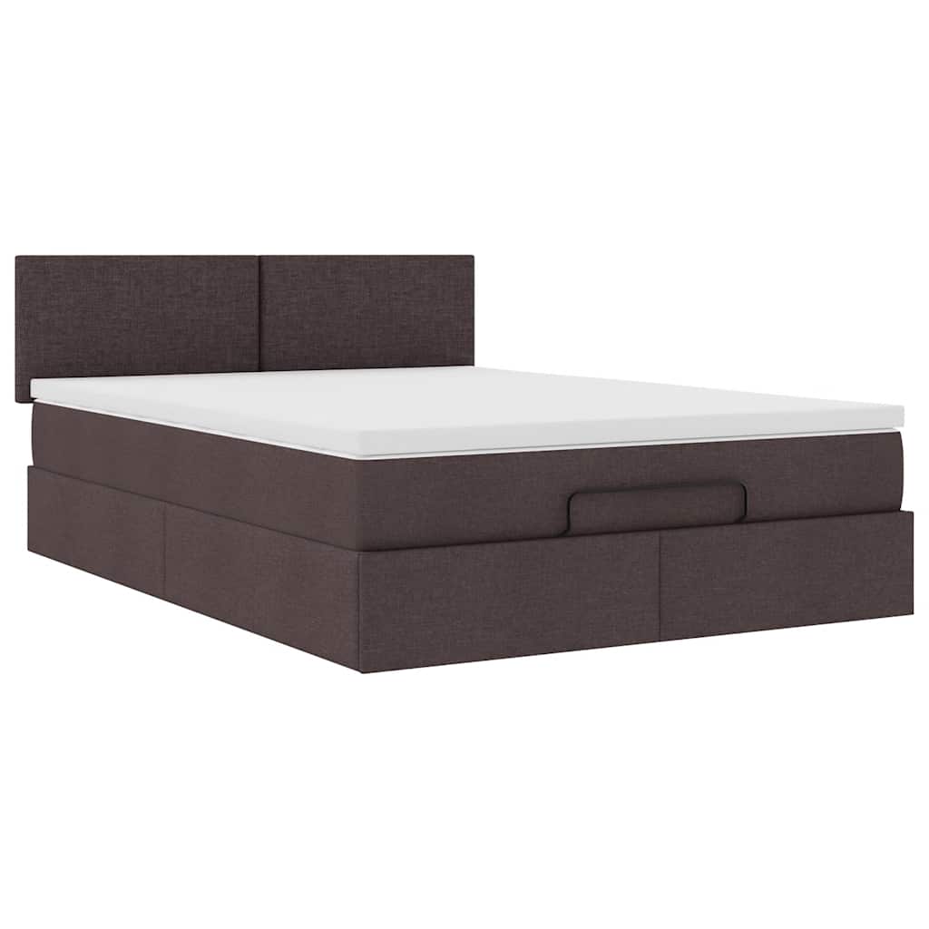 Ottomanische Bett mit Matratze & LEDs Dunkelbraun 140x190 cm
