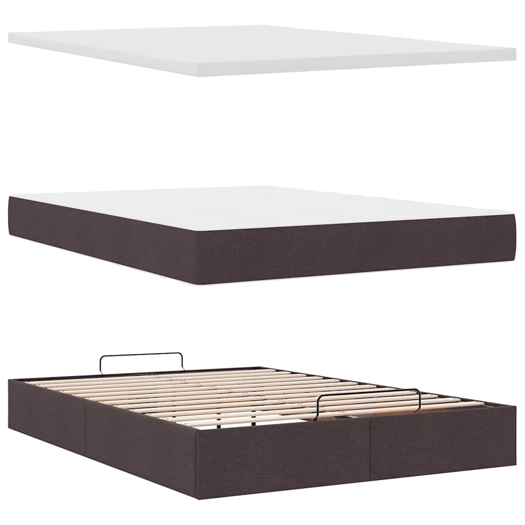 Ottomanische Bett mit Matratze & LEDs Dunkelbraun 140x190 cm