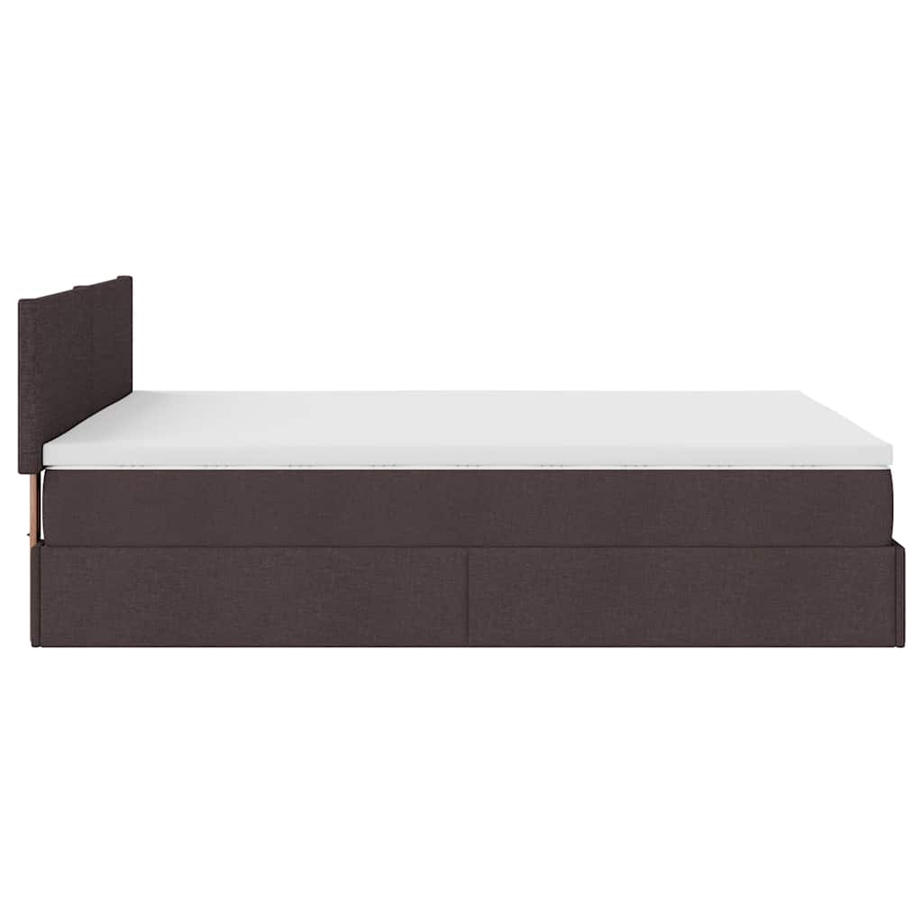 Ottomanische Bett mit Matratze & LEDs Dunkelbraun 140x190 cm