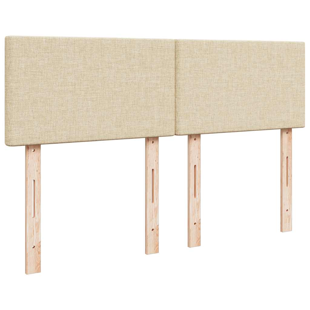 Ottomane Bett mit Matratze & LEDs Creme 140x200 cm Stoff