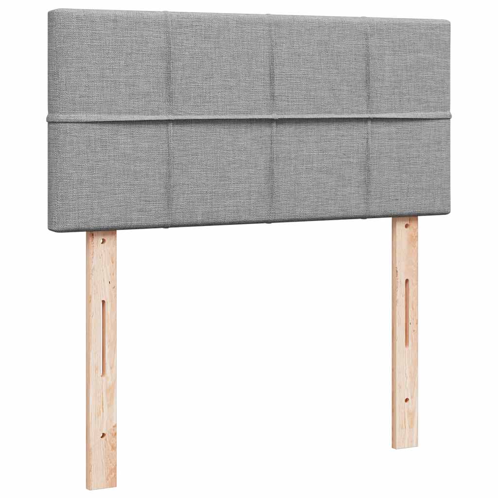 Ottomane Bett mit Matratze & LEDs Hellgrau 90x200 cm Stoff