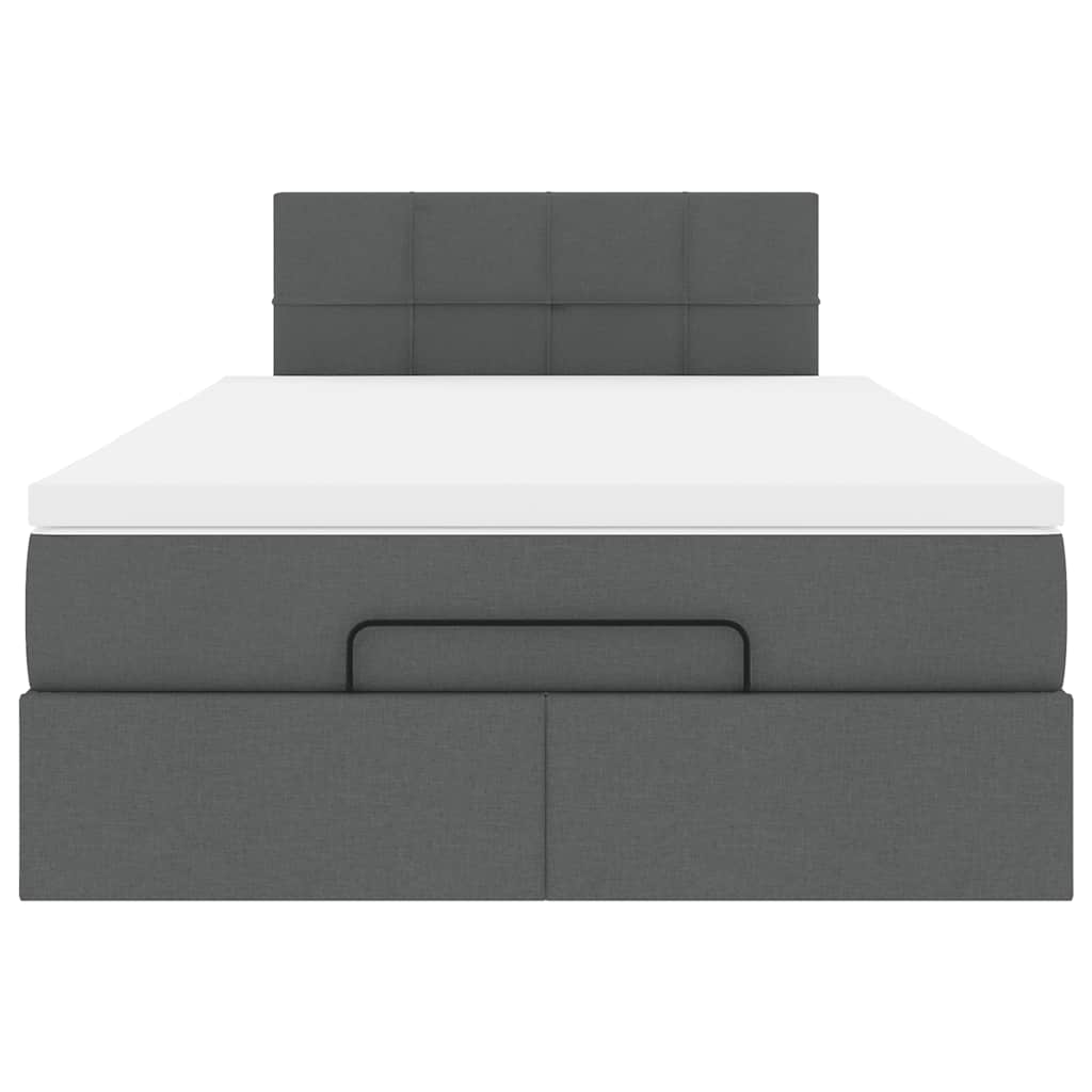 Ottomane Bett mit Matratze & LEDs Dunkelgrau 120x190 cm Stoff