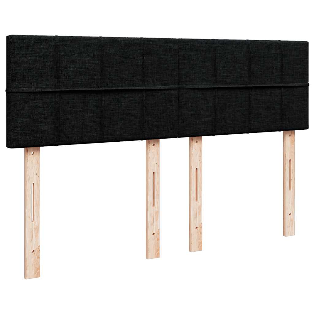 Ottomane Bett mit Matratze & LEDs Schwarz 140x200 cm Stoff