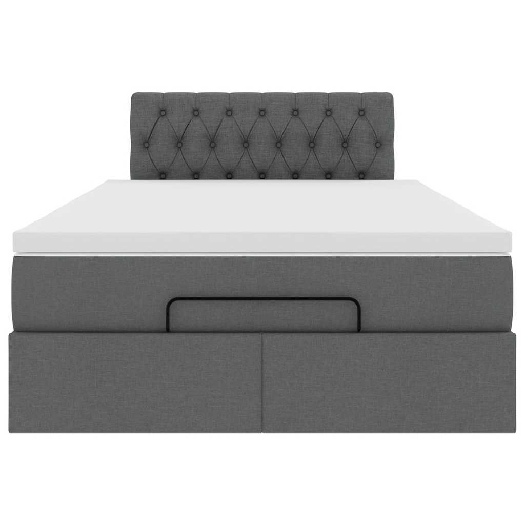 Ottomane Bett mit Matratze & LEDs Dunkelgrau 120x190 cm Stoff