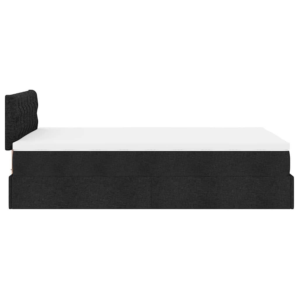 Ottomane Bett mit Matratze & LEDs Schwarz 120x190 cm Stoff