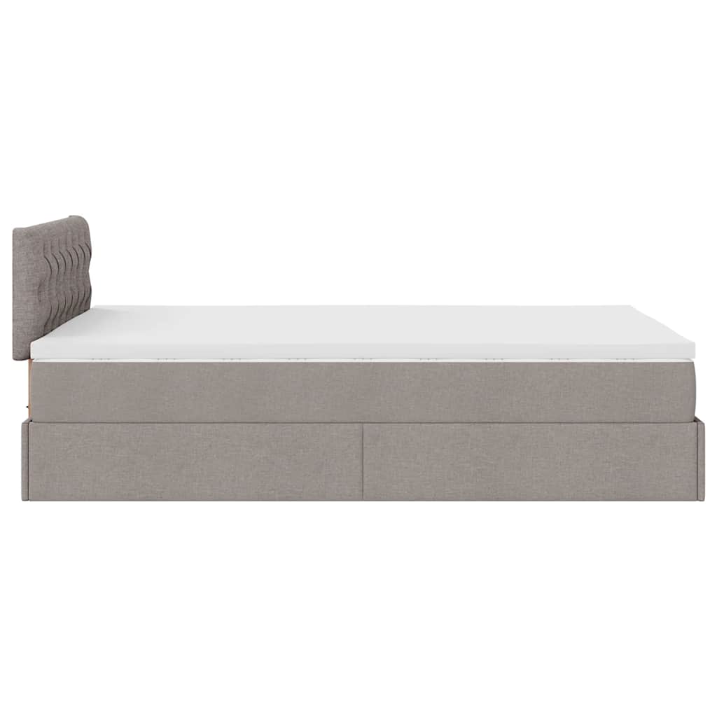 Ottoman-Bett mit Matratze & LEDs Taupe 120x200 cm Stoff