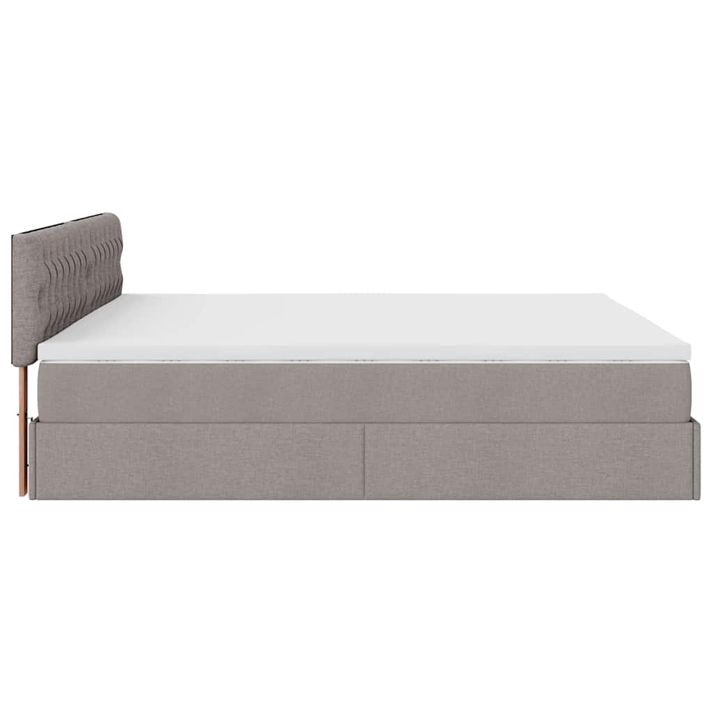 Ottomane Bett mit Matratze & LEDs Taupe 180x200 cm Stoff