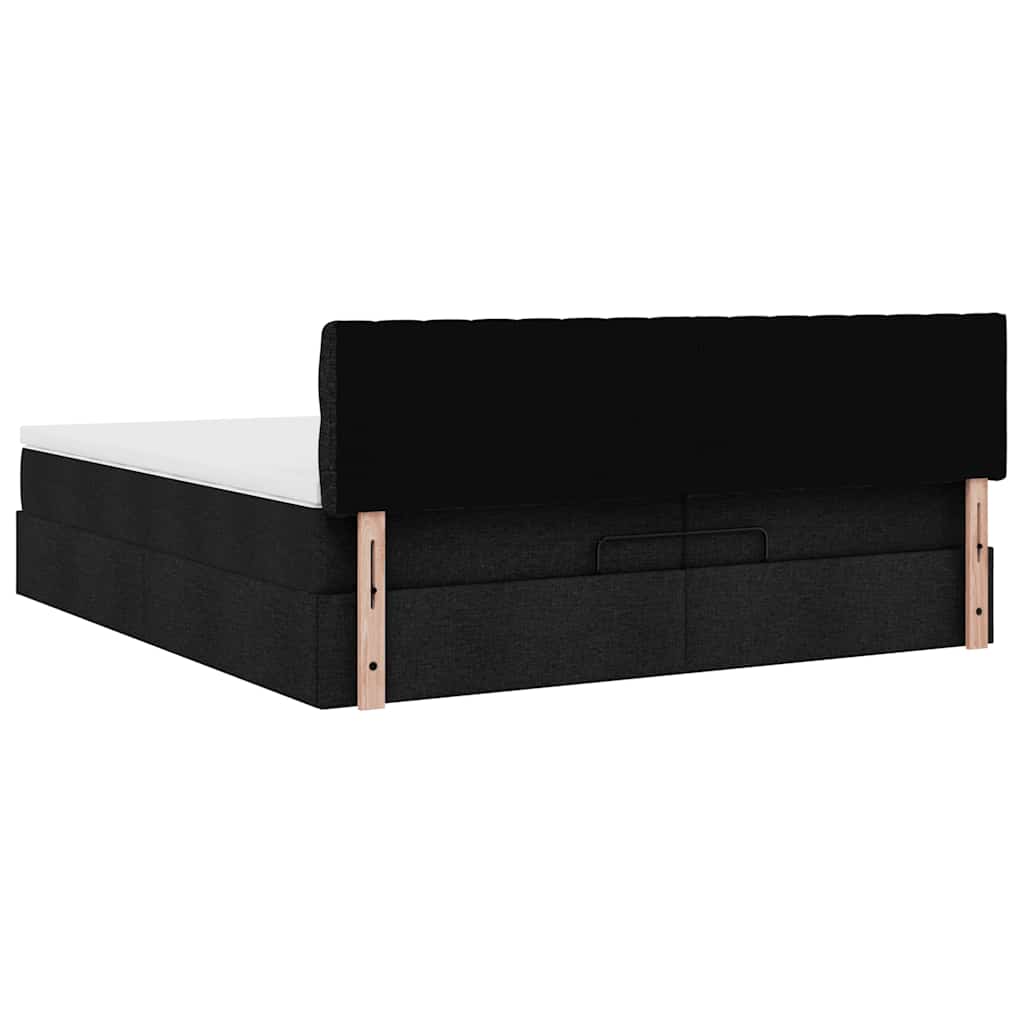 Ottoman-Bett mit Matratzen & LEDs Schwarz 200x200 cm Stoff
